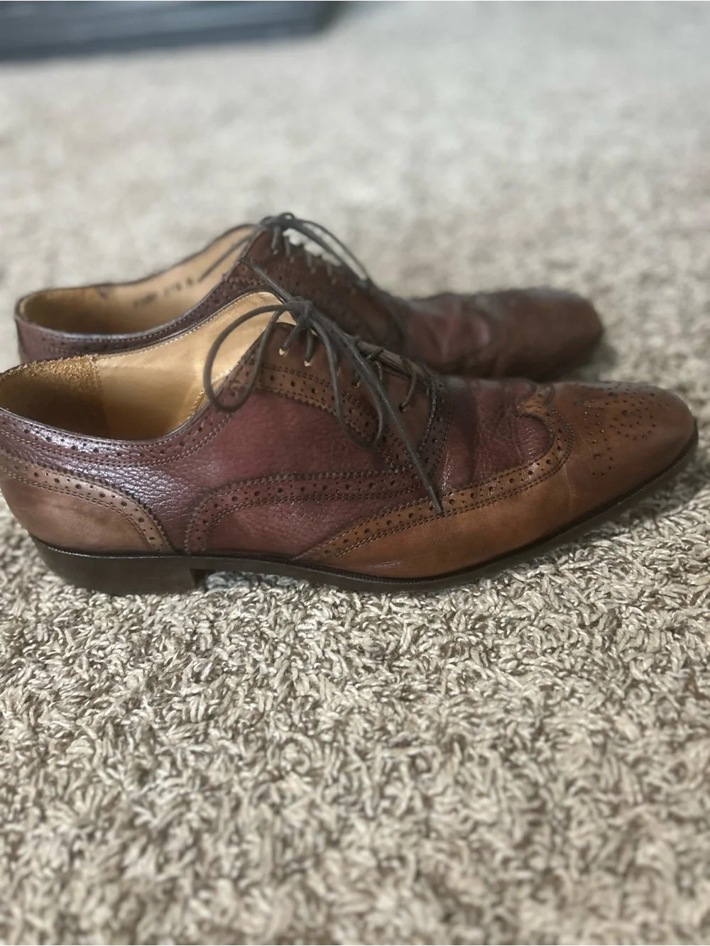 Mercanti Fiorentini Mens 11.Leather Wingtip Dress Shoes #7389  Italy Brown